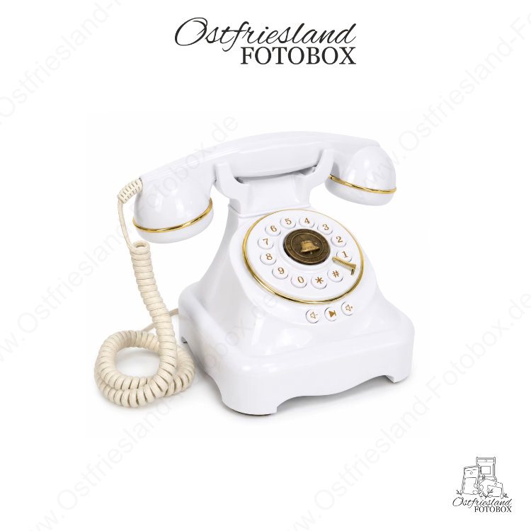 Audio-G&auml;stebuch Deluxe &ndash; wei&szlig;es Retro-Telefon mit Goldrand